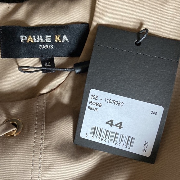 NWT PAULE KA Lace Up Short Sleeve Dress Beige size FR 44 US 14 (Large) - Picture 7 of 7